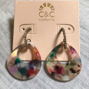 Multi Color Resin Crystal Hoop Earrings NEW